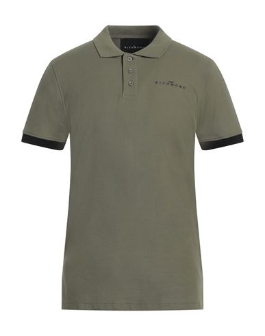 Shop John Richmond Man Polo Shirt Military Green Size Xxl Cotton