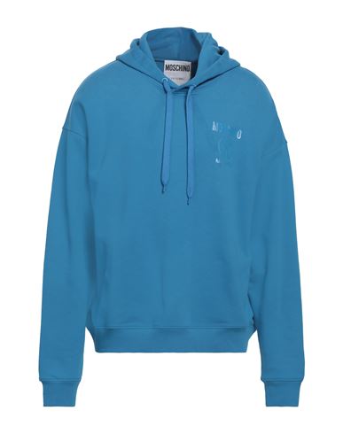 Moschino Man Sweatshirt Azure Size 46 Cotton In Blue