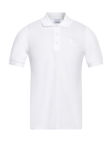 Shop Burberry Man Polo Shirt White Size Xs Cotton, Elastane