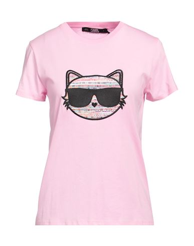 Shop Karl Lagerfeld Woman T-shirt Pink Size S Organic Cotton