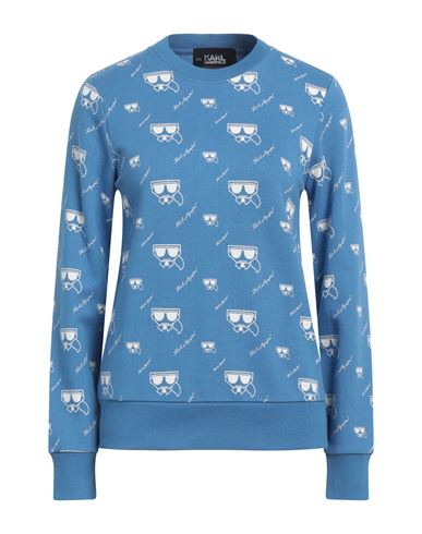 Shop Karl Lagerfeld Woman Sweatshirt Azure Size L Cotton In Blue