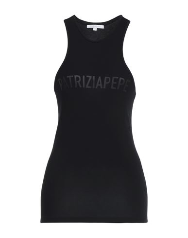 PATRIZIA PEPE PATRIZIA PEPE WOMAN TANK TOP BLACK SIZE 3 VISCOSE, ELASTANE 