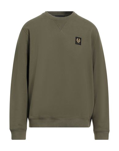 Shop Belstaff Man Sweatshirt Military Green Size M Cotton, Elastane