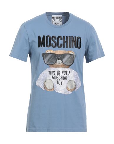 Shop Moschino Man T-shirt Light Blue Size 46 Cotton