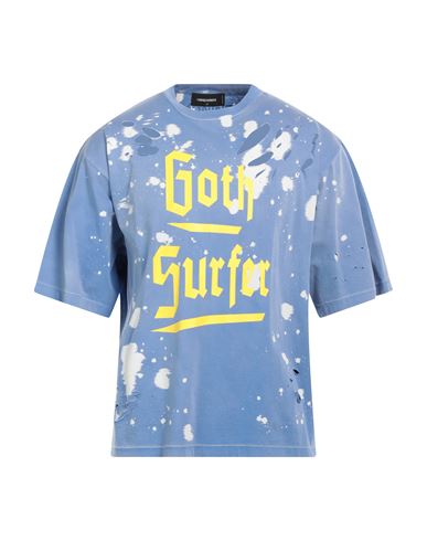 Shop Dsquared2 Man T-shirt Pastel Blue Size Xs Cotton