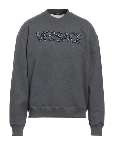 Versace Man Sweatshirt Grey Size L Cotton, Polyester In Gray