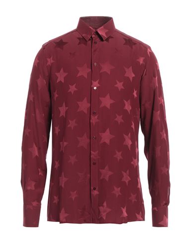 Dolce & Gabbana Man Shirt Burgundy Size 16 Silk In Red