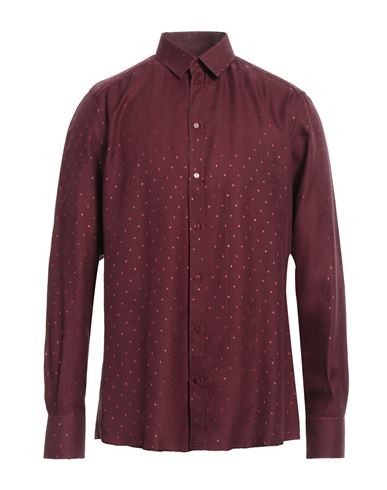 Dolce & Gabbana Man Shirt Burgundy Size 16 Silk, Metal In Red