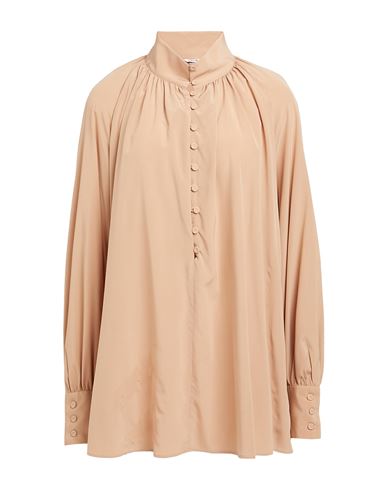 Shop Caliban Woman Top Camel Size 8 Silk, Elastane