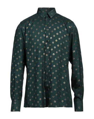 Dolce & Gabbana Man Shirt Dark Green Size 16 ½ Silk, Metal