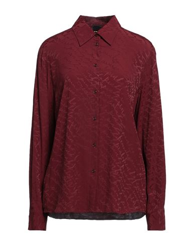 Shop Pinko Woman Shirt Burgundy Size 8 Acetate, Silk In Red