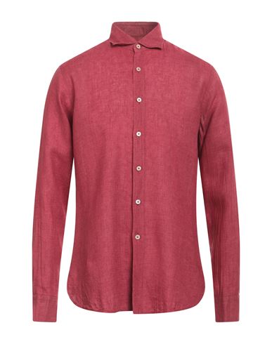 Shop Alessandro Gherardi Man Shirt Brick Red Size M Linen