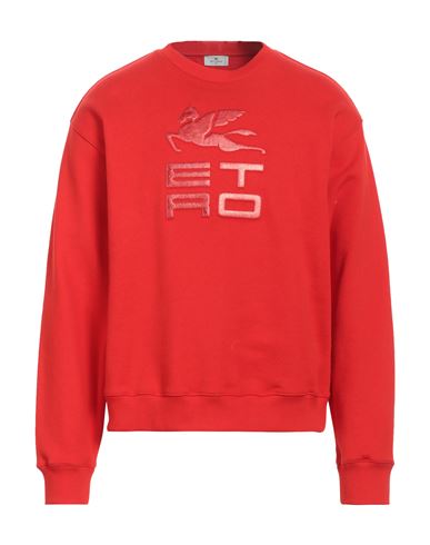 Shop Etro Man Sweatshirt Red Size M Cotton, Elastane