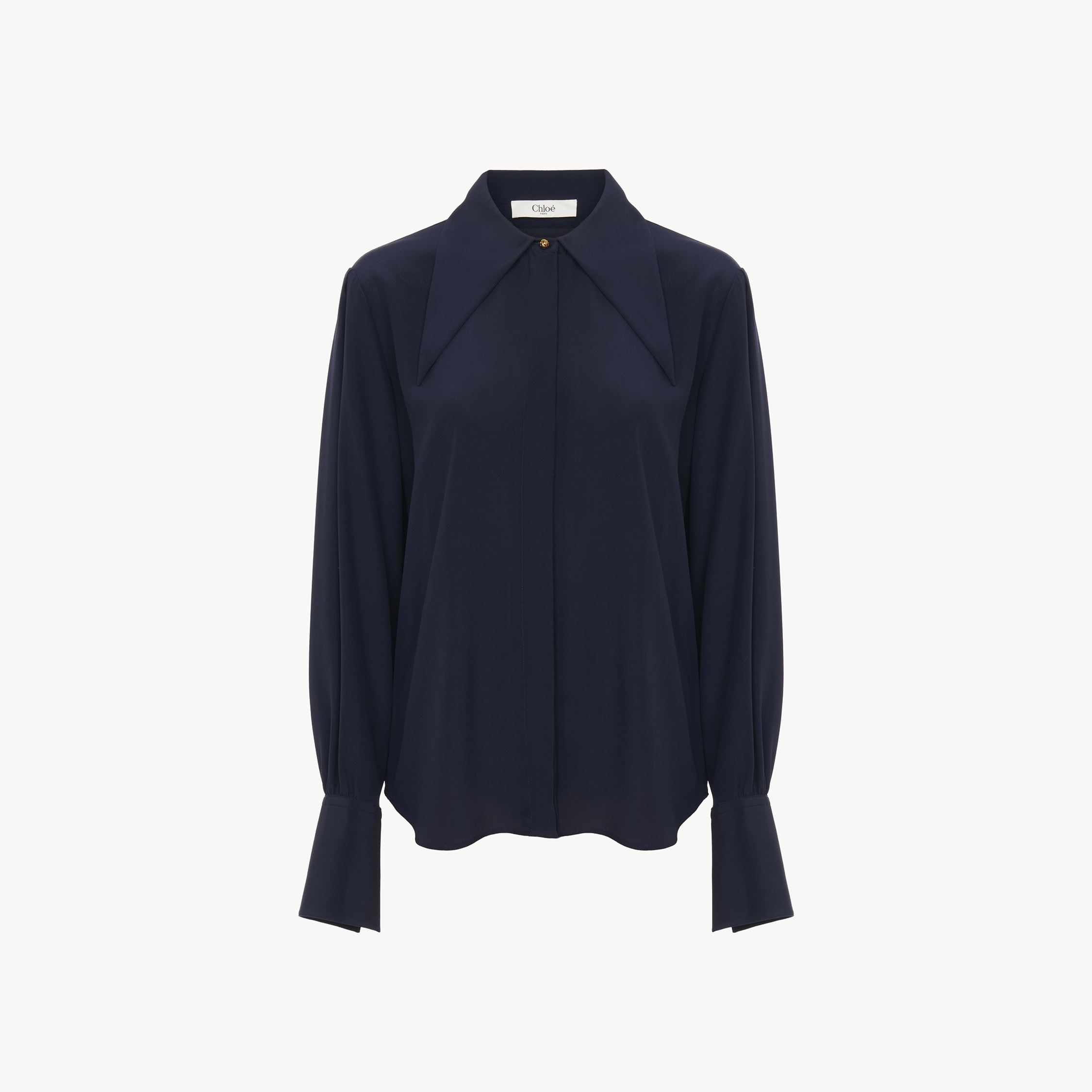 Shop Chloé Heritage Blouse In Silk Crêpe De Chine Blue Size 4 100% Silk, Pinctada Maxima, Farmed, Coo Australia