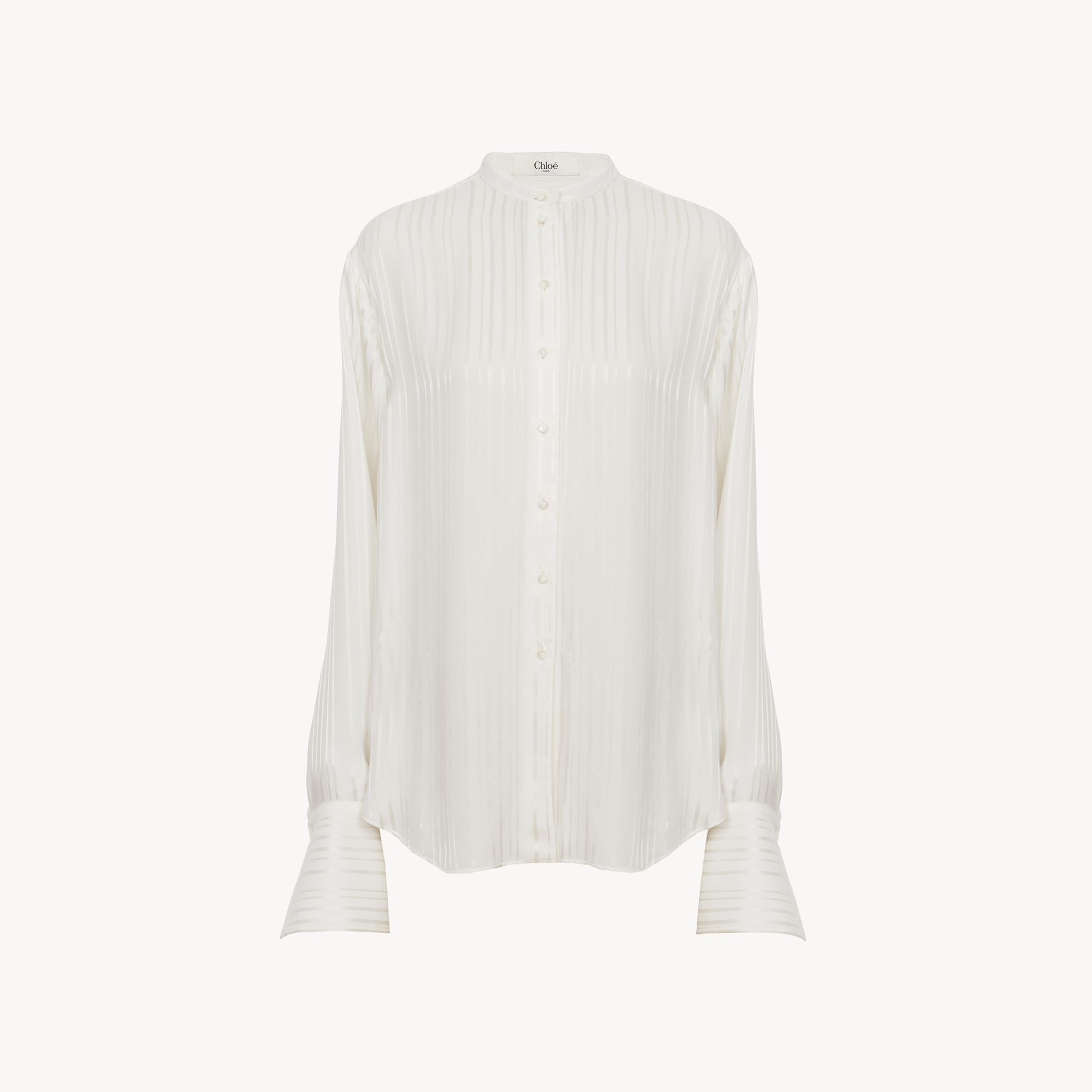 CHLOÉ OVERSIZED BLOUSE IN VISCOSE & SILK SATIN WHITE SIZE 8 100% VISCOSE, TROCHUS NILOTICUS, FARMED, COO I 