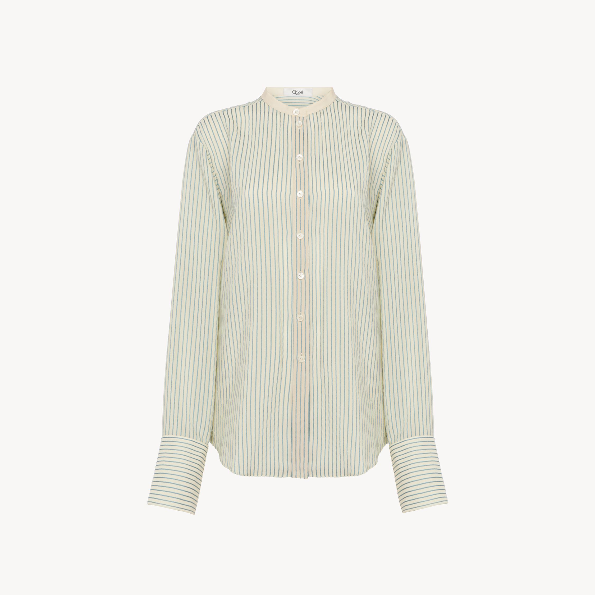 Shop Chloé Blouse Oversize En Soie Femme Bleu Taille 38 100% Soie, Trochus Niloticus, Farmed, Coo Indonesia In Blue