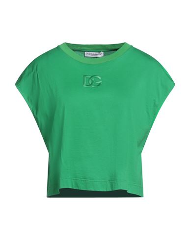 Shop Dolce & Gabbana Woman T-shirt Green Size 8 Cotton