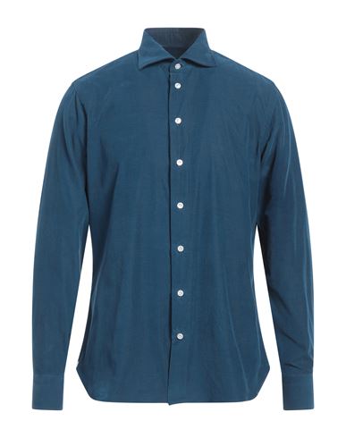 Borriello Napoli Man Shirt Deep Jade Size 17 ½ Cotton In Blue