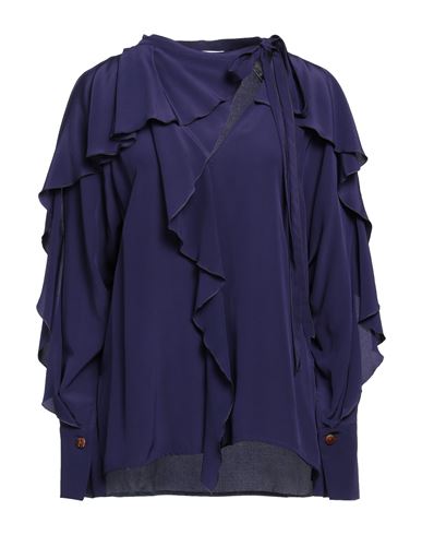 Shop Victoria Beckham Woman Top Dark Purple Size 2 Silk, Milk Protein Fiber, Brass