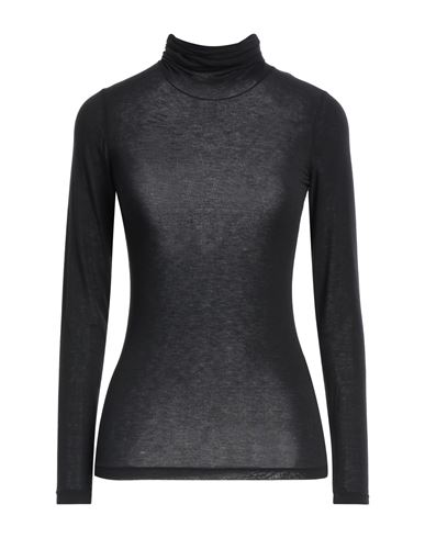 Solotre Woman T-shirt Black Size 3 Viscose, Polyamide, Cashmere, Elastane