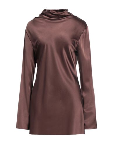 Jucca Woman Top Chocolate Brown Size 10 Silk, Elastane In Brown