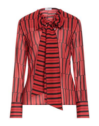 Shop Ferragamo Woman Shirt Red Size 8 Silk, Elastane