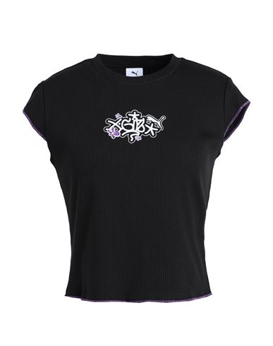 Shop Puma X X-girl Ribbed Slim Tee Woman T-shirt Black Size L Cotton, Polyester, Elastane
