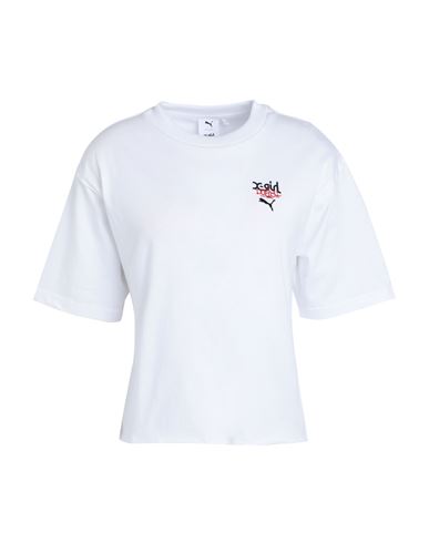Shop Puma X X-girl Graphic Tee Woman T-shirt White Size L Cotton