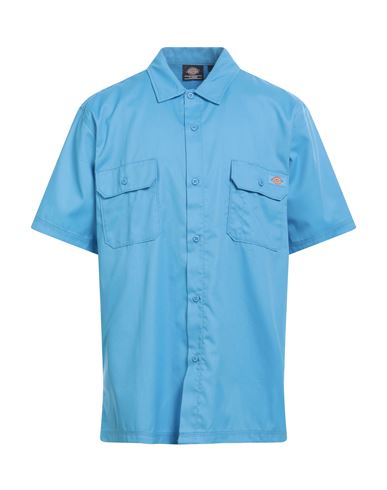 Dickies Man Shirt Azure Size Xxl Polyester, Cotton In Blue