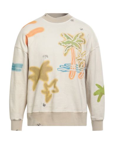 Shop Palm Angels Man Sweatshirt Beige Size L Cotton, Polyester