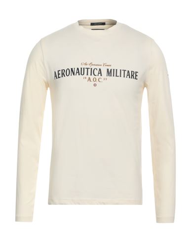 Shop Aeronautica Militare Man T-shirt Ivory Size Xl Cotton In White
