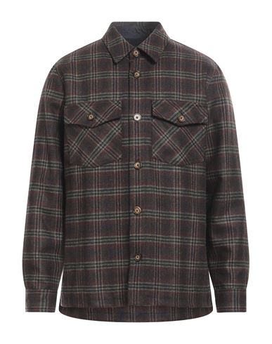 Shop Portuguese Flannel Man Shirt Brown Size Xl Virgin Wool