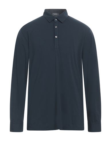 Shop Rossopuro Man Polo Shirt Navy Blue Size 6 Cotton, Polyester