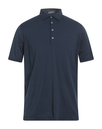 Shop Rossopuro Man Polo Shirt Navy Blue Size 6 Cotton