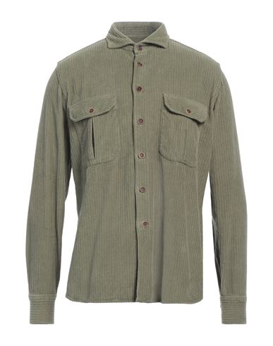 Shop Borriello Napoli Man Shirt Military Green Size 16 ½ Cotton