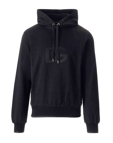Dolce & Gabbana Black Hooded Sweatshirt Man Sweatshirt Black Size 40 Cotton