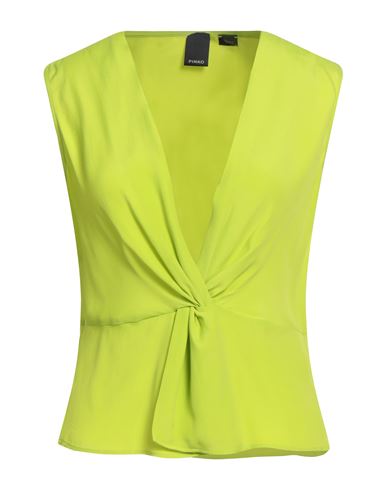 Pinko Woman Top Lime Green Size 4 Acetate, Silk In Green