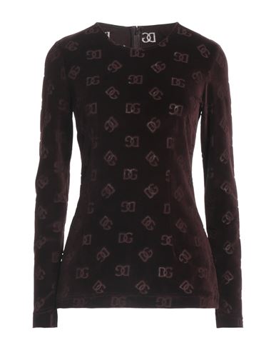 Shop Dolce & Gabbana Woman T-shirt Dark Brown Size 8 Cotton