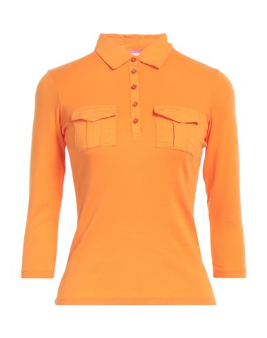 Shop Rossopuro Woman Polo Shirt Orange Size 6 Cotton, Linen