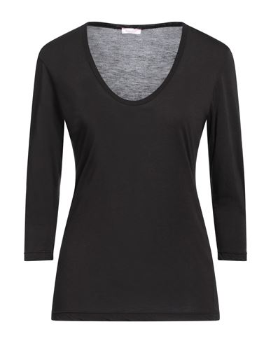 Shop Rossopuro Woman T-shirt Dark Brown Size M Modal, Polyamide