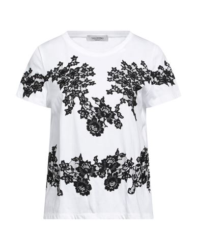 Valentino Garavani Woman T-shirt White Size L Cotton, Polyamide In Neutral