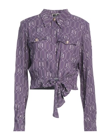 Elisabetta Franchi Logo-jacquard Cropped Blouse In Purple
