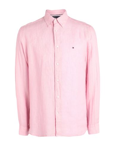 Shop Tommy Hilfiger Man Shirt Pink Size L Linen