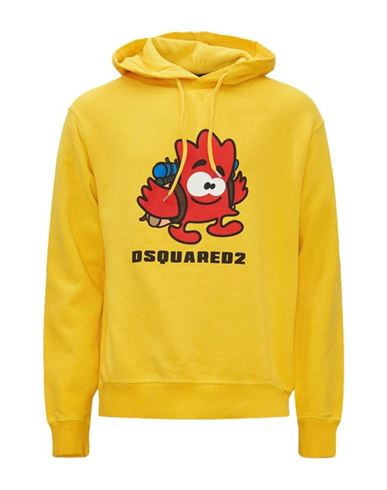 Shop Dsquared2 Hoodie Sweatshirt Man Sweatshirt Yellow Size L Cotton