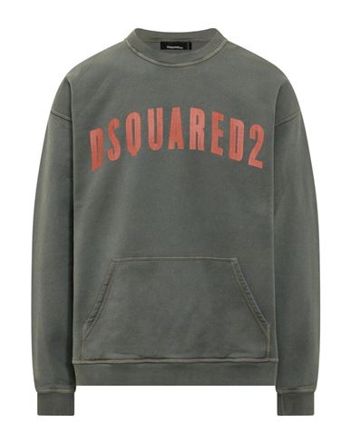 Shop Dsquared2 Sweatshirt Man Sweatshirt Military Green Size Xl Cotton