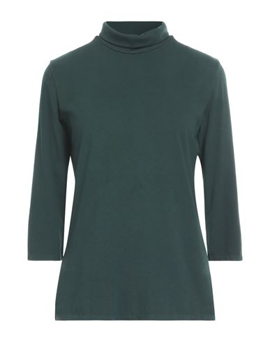 Circolo 1901 Woman T-shirt Dark Green Size L Cotton, Elastane