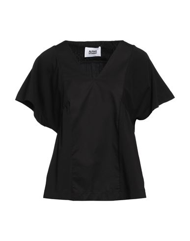Alpha Studio Woman T-shirt Black Size 10 Cotton, Elastane