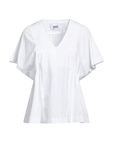 Shop Alpha Studio Woman T-shirt White Size 10 Cotton, Elastane
