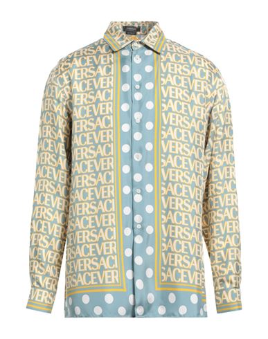 Shop Versace Man Shirt Pastel Blue Size 40 Silk