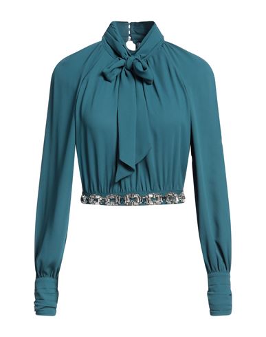 Elisabetta Franchi Woman Top Deep Teal Size 6 Polyester, Polyamide, Glass In Green